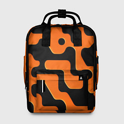 Рюкзак женский Черно-оранжевый абстрактный лабиринт, цвет: 3D-принт