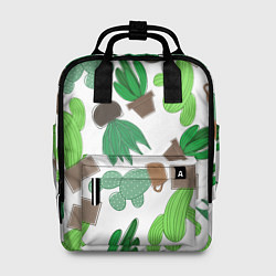 Рюкзак женский Кактусы в горшках - паттерн, цвет: 3D-принт