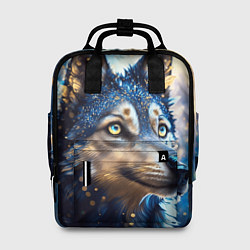 Рюкзак женский Волк на синем фоне, цвет: 3D-принт