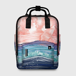 Рюкзак женский Абстрактный пейзаж рассвет над морем, цвет: 3D-принт