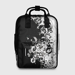 Рюкзак женский Черно-белые цветы и колибри, цвет: 3D-принт