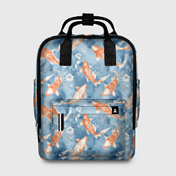 Рюкзак женский Золотые рыбки паттерн, цвет: 3D-принт