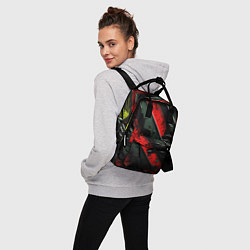 Рюкзак женский Черные плашки на красном фоне, цвет: 3D-принт — фото 2