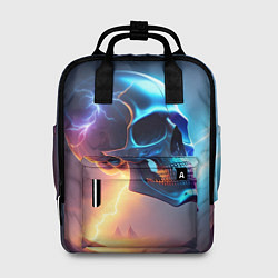 Рюкзак женский Стальной череп с молниями, цвет: 3D-принт