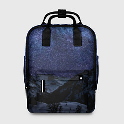 Рюкзак женский Снежные горы и космос, цвет: 3D-принт