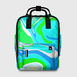 Рюкзак женский Абстракция сине-зеленая, цвет: 3D-принт