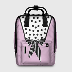 Женский рюкзак Костюм Барби: черный горох с полосатым бантом