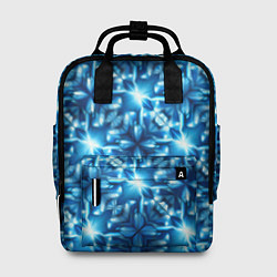 Рюкзак женский Светящиеся голубые цветы, цвет: 3D-принт