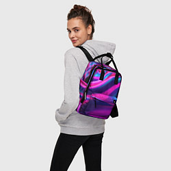 Рюкзак женский Фиолетовые неоновые волны, цвет: 3D-принт — фото 2