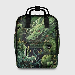 Рюкзак женский Зеленые драконы: арт нейросети, цвет: 3D-принт