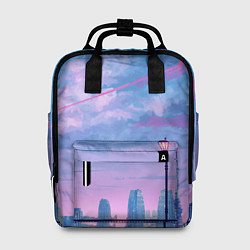 Рюкзак женский Город и красочное небо, цвет: 3D-принт
