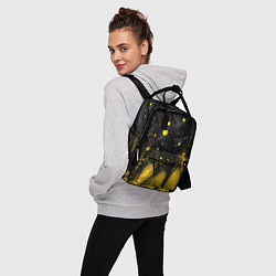 Рюкзак женский Желтые брызги на черном фоне, цвет: 3D-принт — фото 2