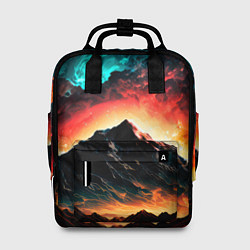 Рюкзак женский Горящее ночное небо на фоне гор, цвет: 3D-принт