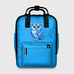 Рюкзак женский Мультяшная сова голубой, цвет: 3D-принт
