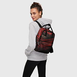 Рюкзак женский Кожаная красная и черная текстура, цвет: 3D-принт — фото 2