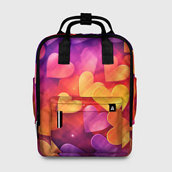 Рюкзак женский Разноцветные сердечки, цвет: 3D-принт