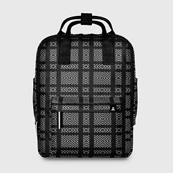 Рюкзак женский Черно-белый клетчатый геометрический узор, цвет: 3D-принт