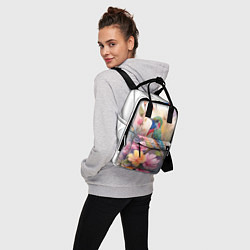 Рюкзак женский Колибри и цветы - акварель, цвет: 3D-принт — фото 2
