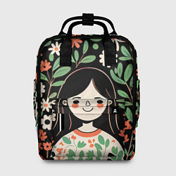 Рюкзак женский Девочка в цветах - Бохо, цвет: 3D-принт