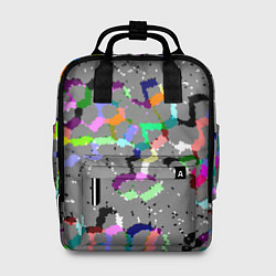 Рюкзак женский Серая абстракция с цветными элементами, цвет: 3D-принт