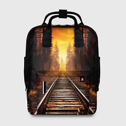 Рюкзак женский Железная дорога на закате, цвет: 3D-принт