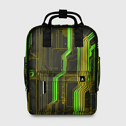 Рюкзак женский Кибер схема зелёная, цвет: 3D-принт