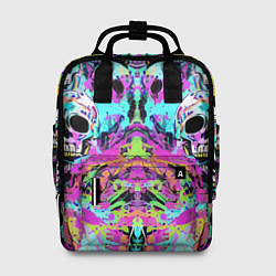 Рюкзак женский Зеркальный паттерн из черепов - поп-арт, цвет: 3D-принт