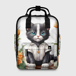 Рюкзак женский Котенок на цветочной поляне, цвет: 3D-принт