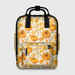Рюкзак женский Тыквы и осенние цветы - паттерн, цвет: 3D-принт