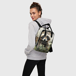 Рюкзак женский Енот акварель, цвет: 3D-принт — фото 2