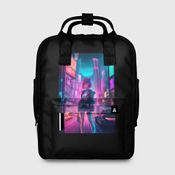 Рюкзак женский Девушка киберпанк в городе, цвет: 3D-принт