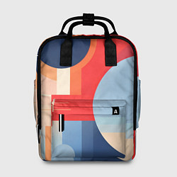 Рюкзак женский Геометрическая абстракция с кругами и полосками, цвет: 3D-принт