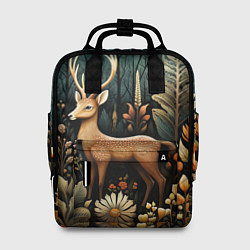 Рюкзак женский Лесной олень в стиле фолк-арт, цвет: 3D-принт