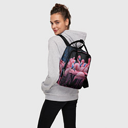 Рюкзак женский Стая розовых фламинго в темноте, цвет: 3D-принт — фото 2