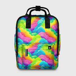 Рюкзак женский Разноцветные облака из бумаги паттерн, цвет: 3D-принт