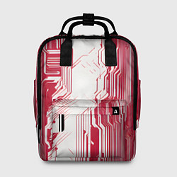 Рюкзак женский Красные линии на белом фоне киберпанк, цвет: 3D-принт