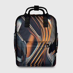 Рюкзак женский Слияние красок оранжевого и чёрного абстракция, цвет: 3D-принт