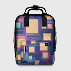 Рюкзак женский Разноцветные ретро квадраты, цвет: 3D-принт