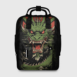 Женский рюкзак Зеленый дракон с открытой пастью