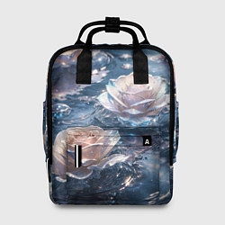 Рюкзак женский Белые розы на воде, цвет: 3D-принт