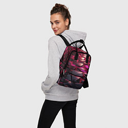 Рюкзак женский Неоновые фиолетовые и розовые камни, цвет: 3D-принт — фото 2