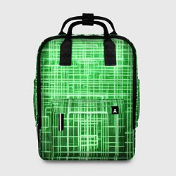 Рюкзак женский Зелёные неоновые полосы киберпанк, цвет: 3D-принт