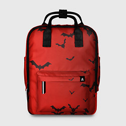 Рюкзак женский Летучие мыши на красном фоне, цвет: 3D-принт