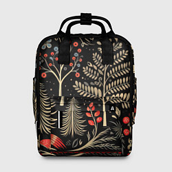 Рюкзак женский Новогодний деревья и узоры, цвет: 3D-принт