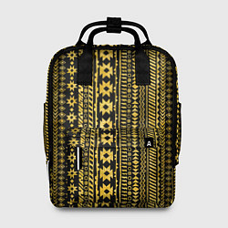 Рюкзак женский Африканские узоры жёлтый на чёрном, цвет: 3D-принт