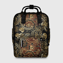 Рюкзак женский Золотые узоры пейсли, цвет: 3D-принт