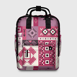 Рюкзак женский Этническая геометрия в розовой палитре, цвет: 3D-принт