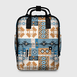 Рюкзак женский Этнический мозаичный геометрический паттерн, цвет: 3D-принт