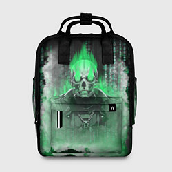 Рюкзак женский Зелёный скелет в дыму, цвет: 3D-принт