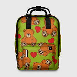 Рюкзак женский Плюшевые мишки и сердечки, цвет: 3D-принт